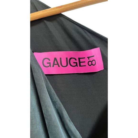 Gauge81 Suani Dress Womens Large Black Ruched One Shoulder Cut Out Drape Front D - Picture 8 of 10